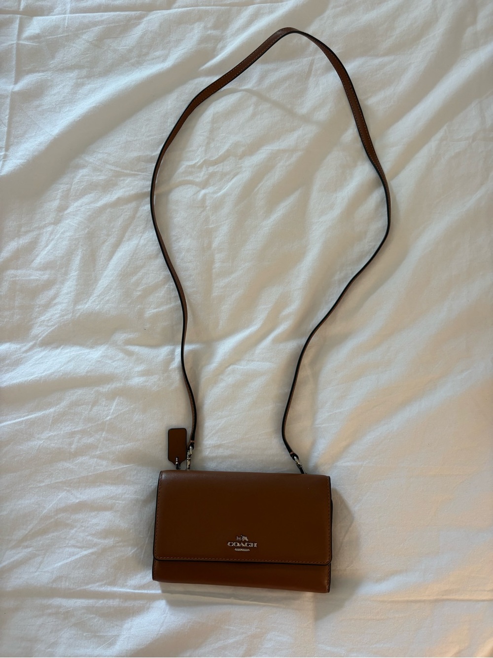 Coach Brown Leather Crossbody Wallet on Strap